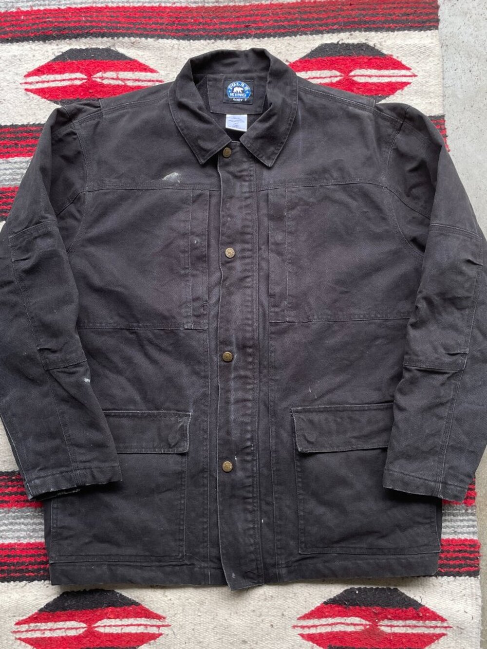 Polar King Men’s Chore Jacket Black Canvas Men’s Large Regular Barn Coat